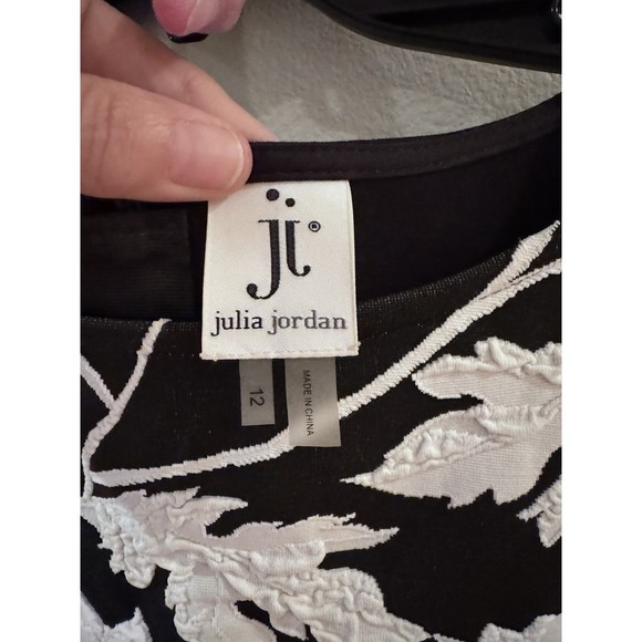 Julia Jordan Floral Print Black White Sheath Dress Size 12 Corporate Core Office - Picture 4 of 6